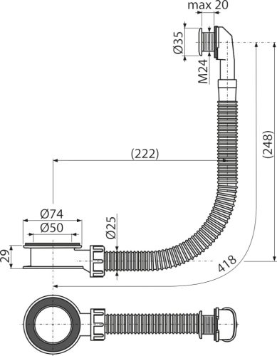 Alca A328B Mosdó túlfolyó készlet fehér