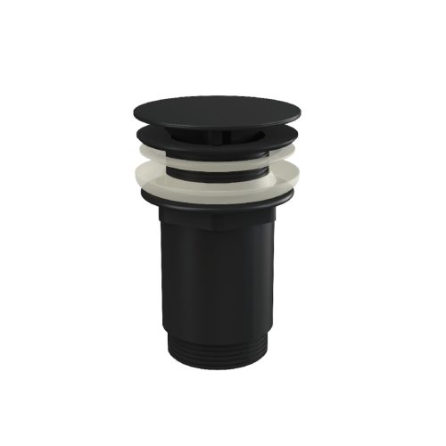 Alcadrain A396BLACK CLICK/CLACK nélküli mosdó leeresztő 5/4", fémből, nagy dugóval, túlfolyó nélküli mosdókhoz, fekete-matt