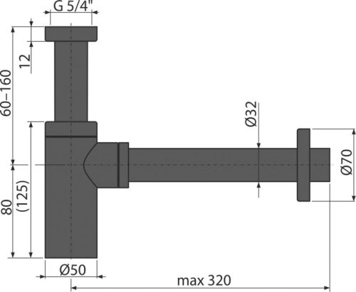 Alca A400BLACK DESIGN mosdószifon DN32, fekete-matt