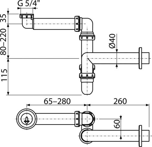 Alca A434 Helytakarékos mosdószifon 5/4" hollandi anyával