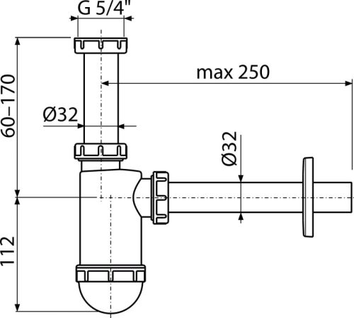 Alca A430 Mosdószifon DN32 , 5/4" hollandi anyával