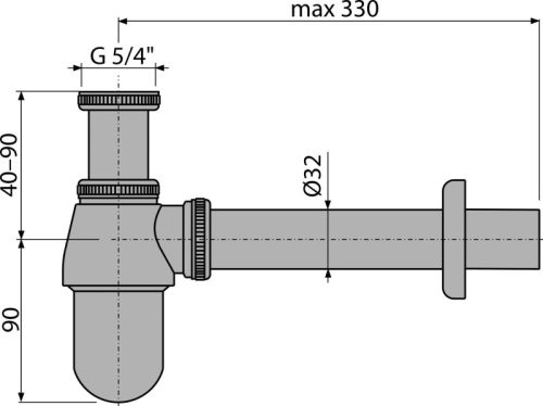 Alca A431 Mosdószifon DN32, 5/4" hollandi anyával, fém