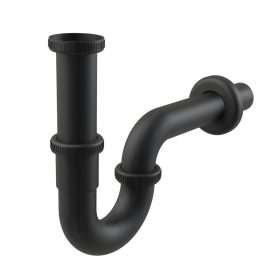   Alca A4320BLACK „U“ alakú mosdószifon DN32, 5/4" hollandi anyával, fekete-matt