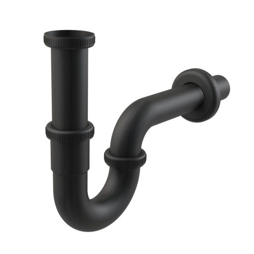 Alcadrain A4320BLACK „U“ alakú mosdószifon DN32, 5/4" hollandi anyával, fekete-matt