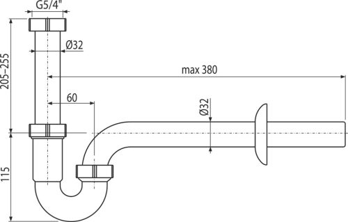 Alca A80-DN32 Csőszifon 5/4" hollandi anyával