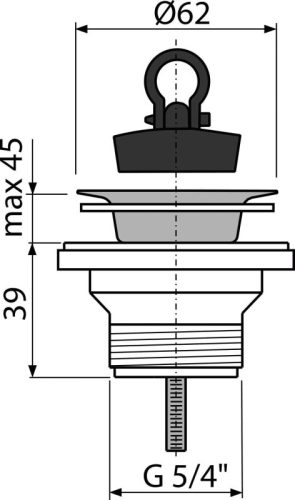 Alca A31 Mosdó leeresztő 5/4" rozsdamentes ráccsal DN63