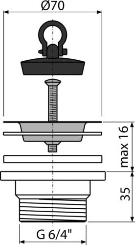 Alca A33 Mosogató leeresztő 6/4" rozsdamentes ráccsal DN70
