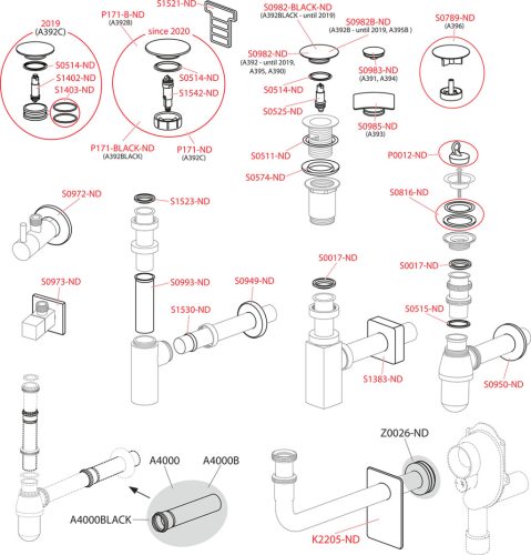 Alca A4000BLACK Hosszabbító elem DN32, fekete-matt