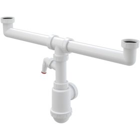   Alca A448P-DN50/40 Szifon kétmedencés mosogatóhoz 6/4" hollandi anyával és csatlakozóval