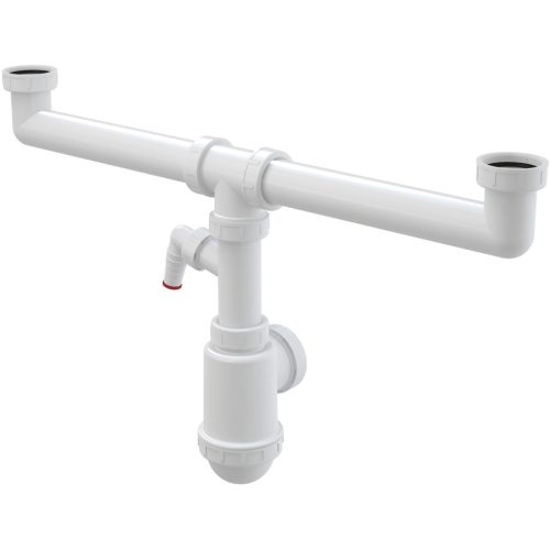 Alcadrain A448P-DN50/40 Szifon kétmedencés mosogatóhoz 6/4" hollandi anyával és csatlakozóval