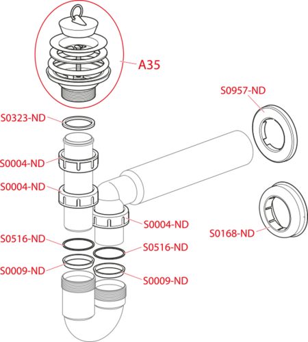 Alca A464-DN50 Mosogatószifon leeresztővel, bűzelzáróval DN50
