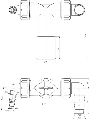 Alca P156Z Dupla csonk DN40/32 / 8–23, visszacsapó szelepekkel