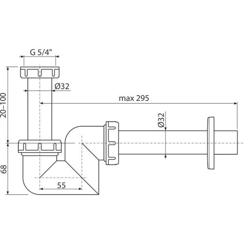 Alca A45F-DN32 Bidé és mosdószifon DN32 műanyag