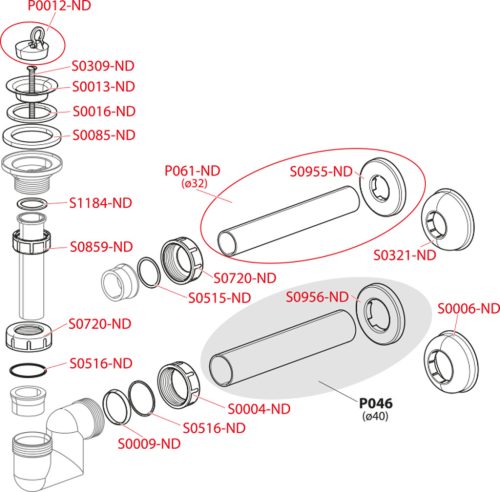 Alca A45F-DN32 Bidé és mosdószifon DN32 műanyag