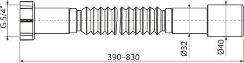 Alca A750 Flexilbilis bekötőcső 5/4"x32/40 műanyag