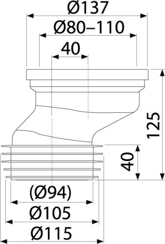 Alca A991-40 Excentrikus csatlakozó a WC-hez 40 mm