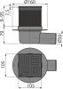 Alcadrain APV31BLACK Padlóösszefolyó 105×105/50 mm vízszintes, rozsdamentes rács fekete-matt, kombinált SMART bűzzár