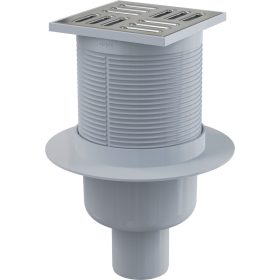   Alca APV32 Padlóösszefolyó 105×105/50 mm függőleges, rozsdamentes rács, kombinált SMART bűzzár