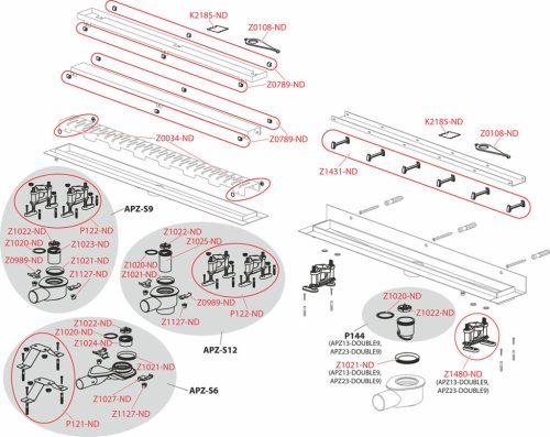 Alca APZ13-DOUBLE9-650 Fit and Go zuhanyfolyóka, megfordítható rács