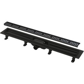   Alca APZ10BLACK-850 zuhanyfolyóka peremmel perforált rácsokhoz, fekete-matt