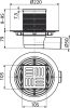 Alcadrain APV1321 Padlóösszefolyó 105×105/50 mm vízszintes, rozsdamentes rács, kombinált SMART bűzzár