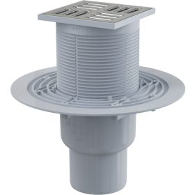   Alca APV2321 Padlóösszefolyó 105×105/50/75 mm függőleges, rozsdamentes rács, kombinált SMART bűzzár