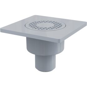   Alca APV4 Padlóösszefolyó 150×150/50 mm függőleges, szürke rács, vizes bűzzár