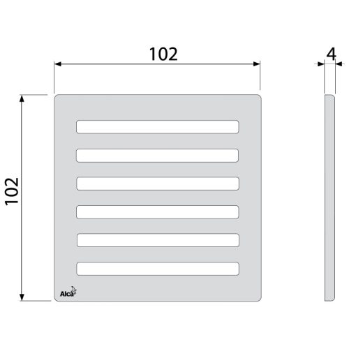 Alca MPV003 Design rács 102×102 mm rozsdamentes