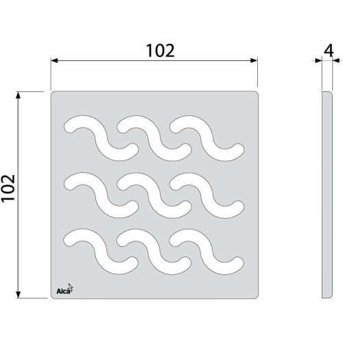 Alca MPV002 Design rács 102×102 mm rozsdamentes