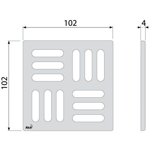 Alca MPV001 Design rács 102×102 mm rozsdamentes-fényes