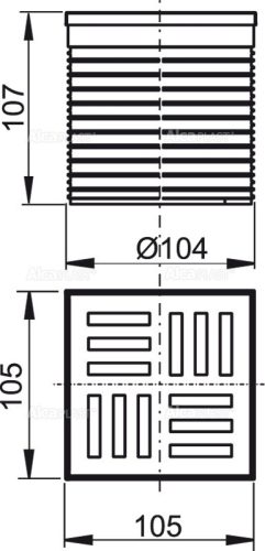 Alca APV0100 Rácstartó elem, rács 105×105 mm szürke APV 1321-hez müa