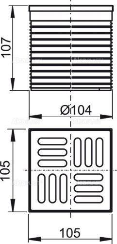 Alca APV0500 Rácstartó elem, rács 105×105 mm rozsdamentes
