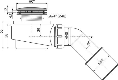 Alca A471CR-50 Zuhanytálca szifon készlet, alacsony, króm
