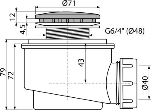 Alca A47CR-50 Zuhanytálca szifon, sapkával, króm