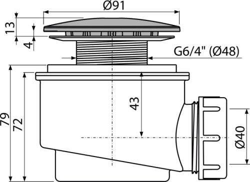 Alca A47CR-60 Zuhanyszifon sapkával, króm