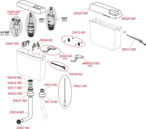 Alca A93-3/8 Univerzális WC tartály ALCA UNI DUAL 3/6L