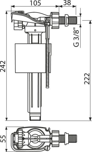 Alca A150-3/8 Feltöltő szelep oldalsó (kerámia tartályokhoz) 3/8"