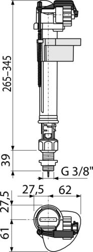 Alca A17-3/8 Feltöltő szelep alsó, műanyag