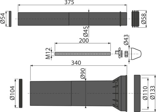 Alca M9000 Tartozékok készlete, meghosszabbítás a mozgássérült WC-hez