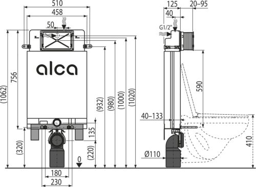 Alca AM100/1000 Alcamodul falsík alatti wc tartály befalazáshoz
