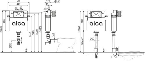 Alca AM112 Basicmodul WC tartály befalazáshoz, álló WC-hez