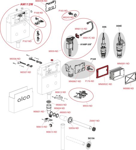 Alca AM112 Basicmodul WC tartály befalazáshoz, álló WC-hez