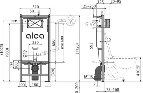 Alca AM101/1120 Sádromodul falsík alatti WC tartály száraz szereléshez (gipszkarton)