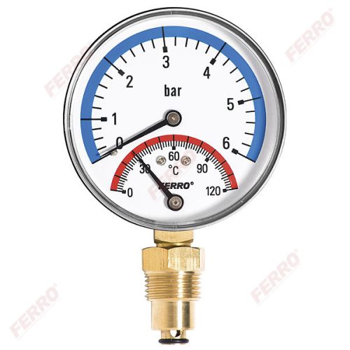 thermo-manométer 0-6 bar 1/2 Ferro alsó cs.