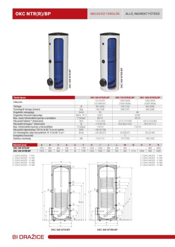 Drazice OKC 1000 NTRR/BP álló, 2 hőcserélős indirekt tároló