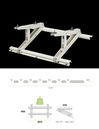 RODIGAS MT650 konzol tetőre 800x520mm 140kg 9-45°-ban állítható