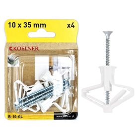 Gipszkarton dűbel+csavar B-10-GL 10x35mm 4db/doboz
