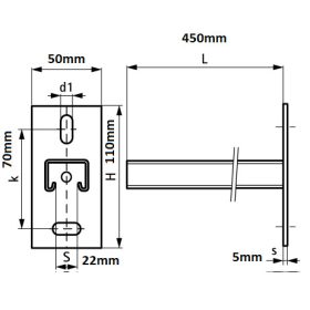 T fali konzol 41x21 BUP 600 mm Walraven BIS RapidStrut