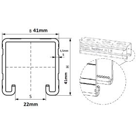 Szerelősín 2m - 41 x 41 / 1.5 mm Walraven BIS RapidStrut