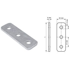   Walraven Strut Összekötő elem (tűzihorganyzott) 3 lyukas 123 mm